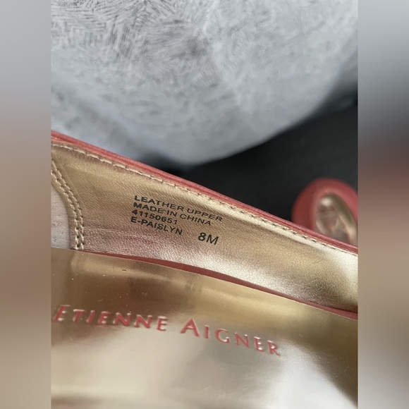 Etienne Aigner Coral Peep Toe Wedge Heels with Floral Accent | 8 - Picture 9 of 12